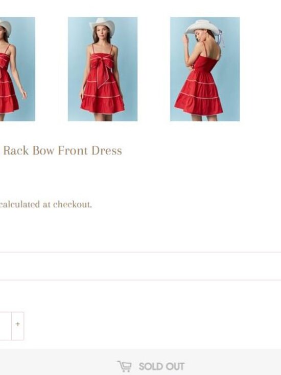 Red Ric Rack Bow Front Dress Small - Picture 3 of 5
